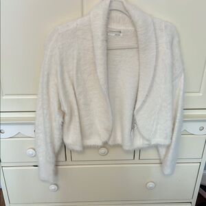 Anthropologie White Cropped Cardigan Sweater